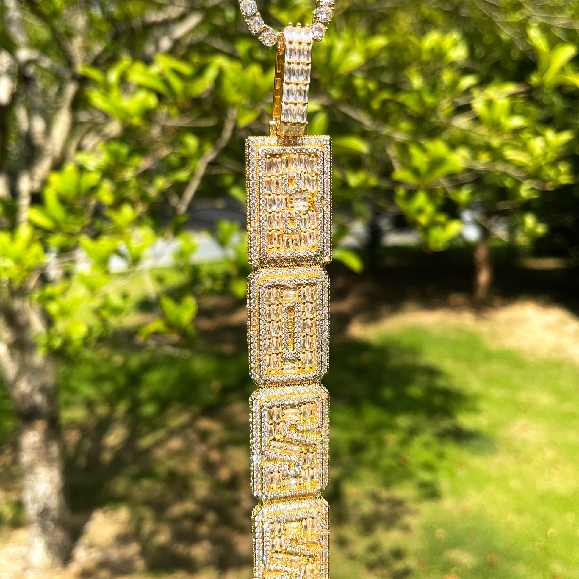 Stacked v2 Iced Out Personalized Custom Name Necklace Pendant 