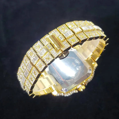 Luxury Rose Gold Square Watch for Men | 2026 New Hip Hop Iced Out Watch | Bling Rap Fashion Relogio Masculino for Party | Caratix - CaratixJewelry