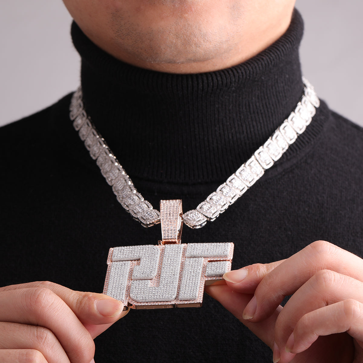Sticky Letters Extra Shine Iced Out Personalized Custom Name Necklace Pendant