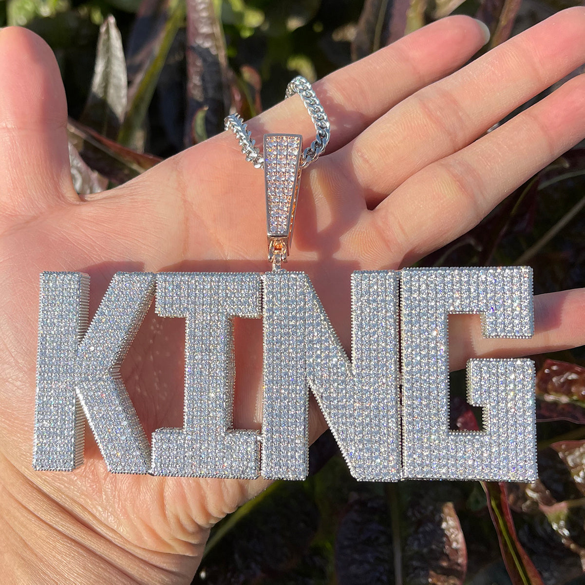 Solid Edition Iced Out Personalized Custom Name Necklace Pendant 