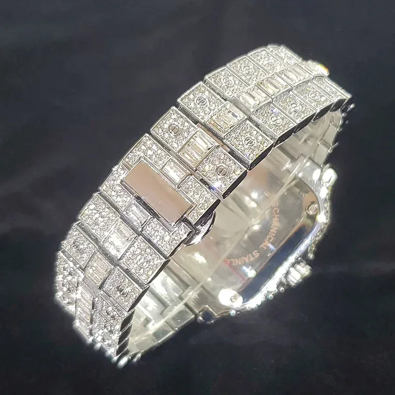 Luxury Brand Silver Watch for Men | Hip Hop Iced Out Original Reloj Hombre | Cool Shiny Jewelry Clock | 2026 Fashion Dropshipping | Caratix - CaratixJewelry