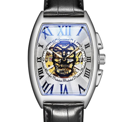 Luxury Tonneau Skull Automatic Watch for Men | Hollow Tourbillon Mechanical Wristwatch | Leather Strap Iced Out Watch | 2026 Male Gift Drop Shipping | Caratix - CaratixJewelry