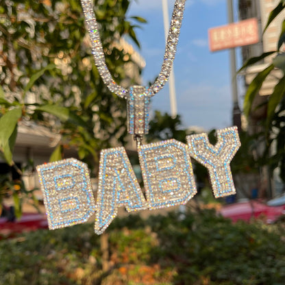 Special Blue Iced Out Personalized Custom Name Necklace Pendant - Luxury Custom Jewelry