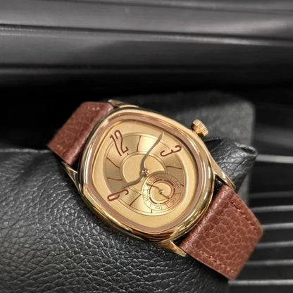 Luxury Twisted Square Watch for Men & Women | Unique Niche Design Iced Out Watch | Classic Retro Quartz Timepiece | Genuine Leather Strap | Caratix - CaratixJewelry