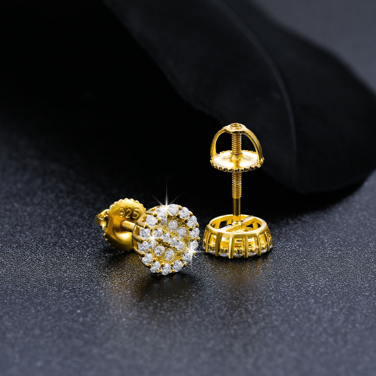 Luxury 925 Silver 15K Gold Genuine VVS Diamond Ice Cluster Hip Hop Earrings – Iced Out Jewelry