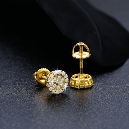 Luxury 925 Silver 15K Gold Genuine VVS Diamond Ice Cluster Hip Hop Earrings – Iced Out Jewelry