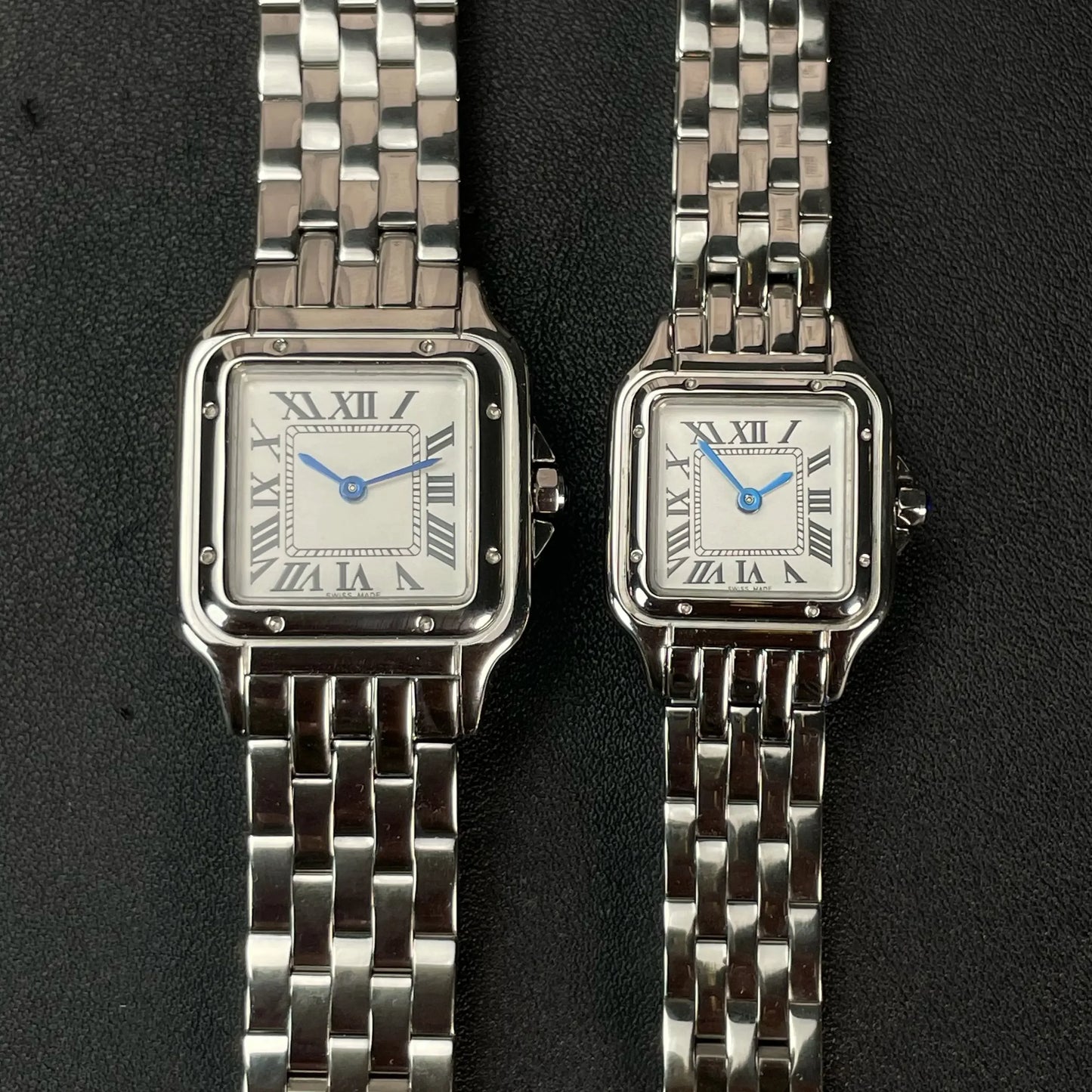 Classic Square Couple's Watch Set | Roman Numerals Luxury Iced Out Watch | Men & Women’s Stainless Steel Quartz | 2026 Trendy Gift | Caratix - CaratixJewelry