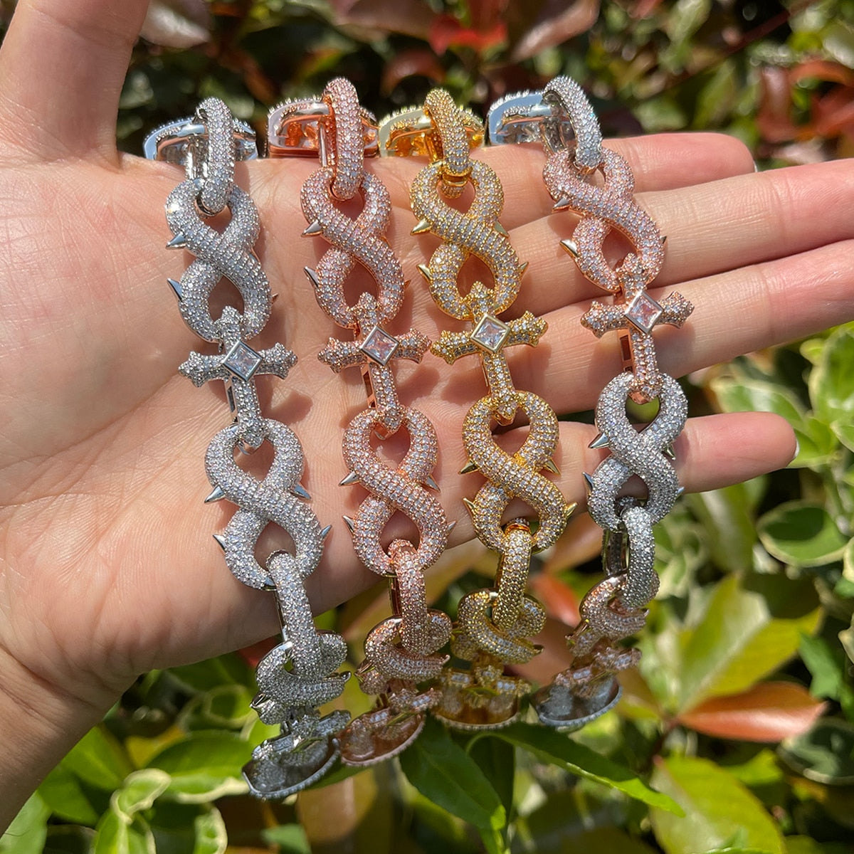 18MM Cross and Infinity Link Iced Out Diamond Necklace Chain – Luxury Hip Hop Jewelry for Men & Women