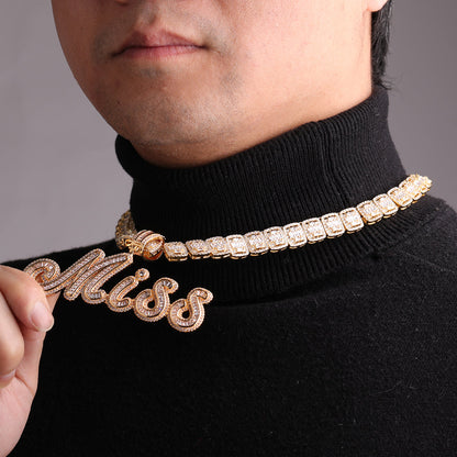 Signature Script Style Iced Out Personalized Custom Name Necklace Pendant - Luxury Custom Jewelry