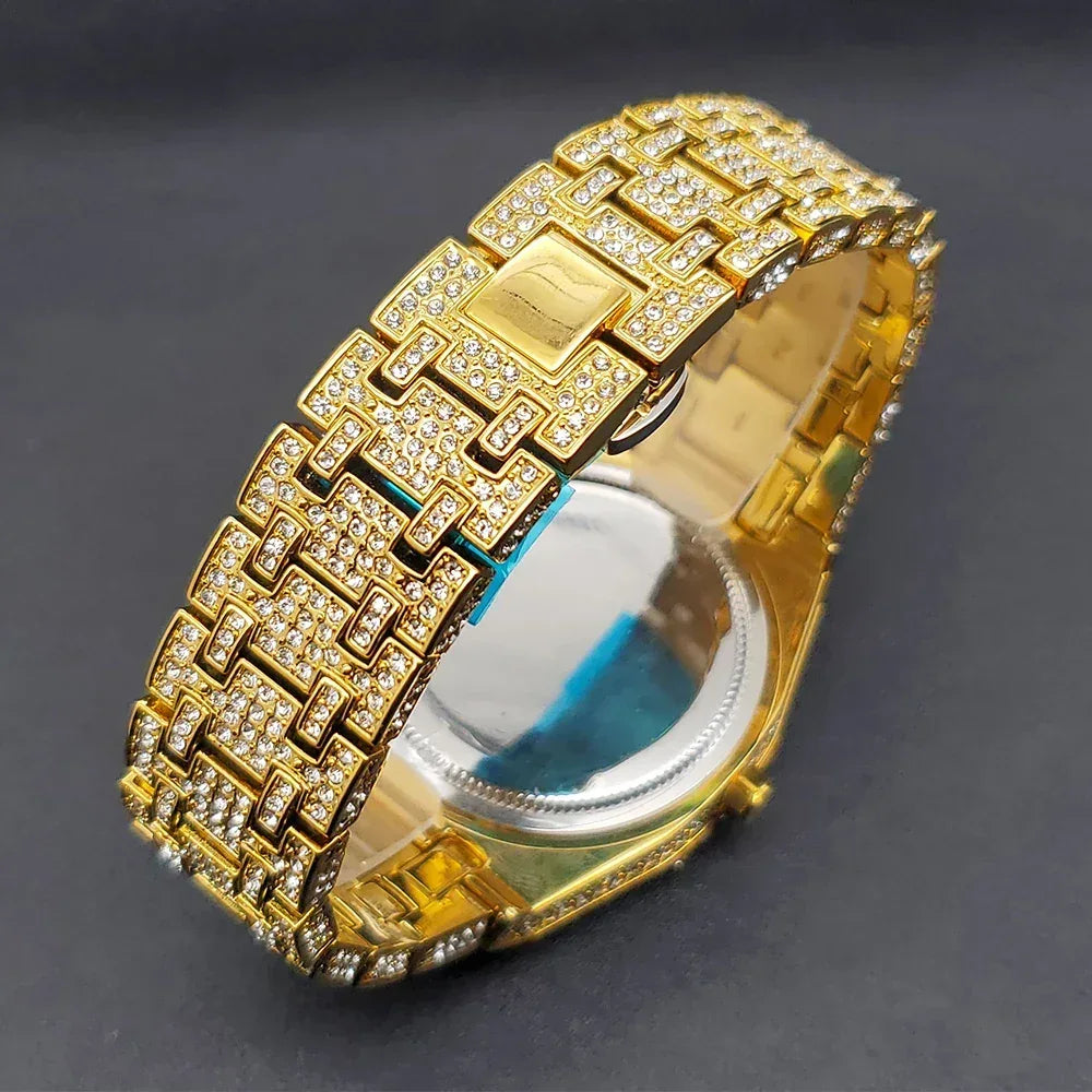 Octagonal Luxury Men's Watch with Big Zircon Bezel | Iced Out Quartz Hip Hop Hand Clock | Unique Dropshipping Watch | Caratix - CaratixJewelry