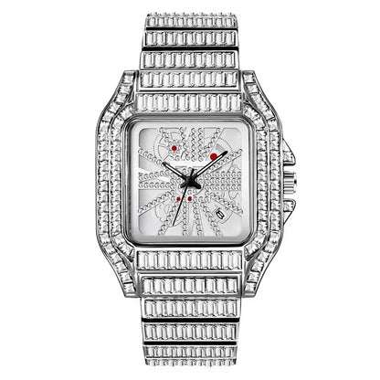 Full Iced Out Watch for Men | Luxury Hip Hop Gold Silver Wristwatch | Calendar Quartz Man Clock | 2026 Relogio Masculino | Drop Shipping | Caratix - CaratixJewelry