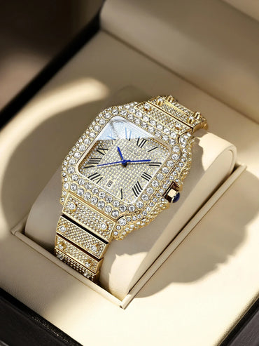 Luxury Men's Business Watch | Iced Out Watch for Christmas Gift | Stylish Casual Quartz Wristwatch | Fashionable Timepiece | Caratix - CaratixJewelry