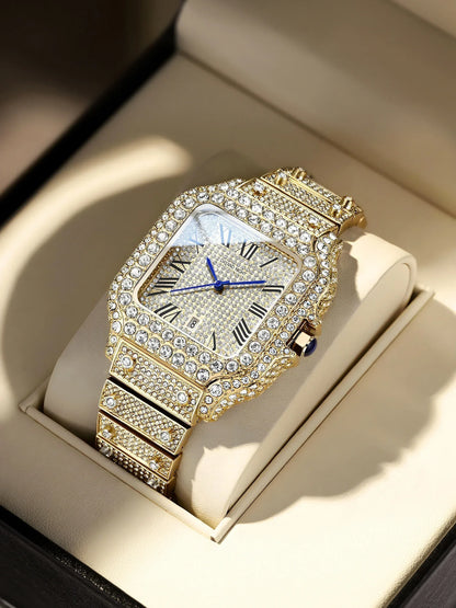 Luxury Men's Business Watch | Iced Out Watch for Christmas Gift | Stylish Casual Quartz Wristwatch | Fashionable Timepiece | Caratix - CaratixJewelry