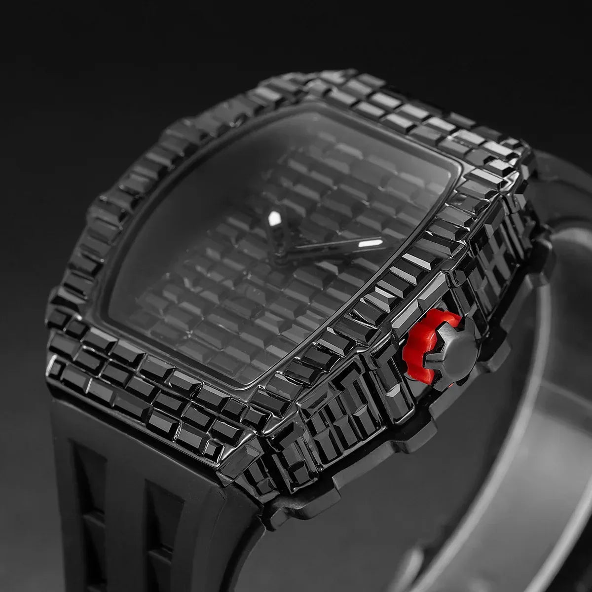 Luxury Black Zircon Tonneau Watch for Men | Unique Rectangular Mille Style Wristwatch | Iced Out Waterproof Clock | 2026 Fashion Dropshipping | Caratix - CaratixJewelry