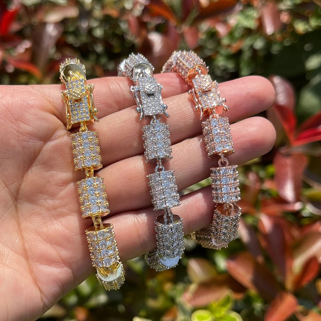 10MM Cylindrical Iced Diamond Bracelet