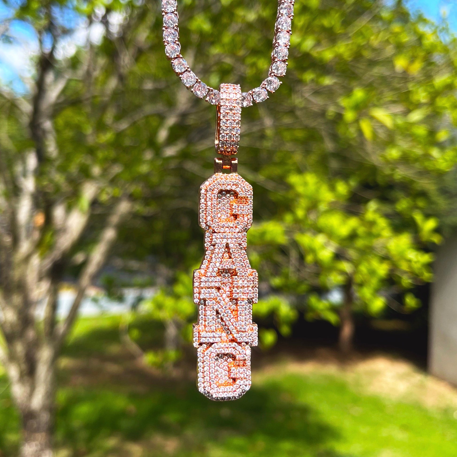Stacked Letters Iced Out Personalized Custom Name Necklace Pendant 