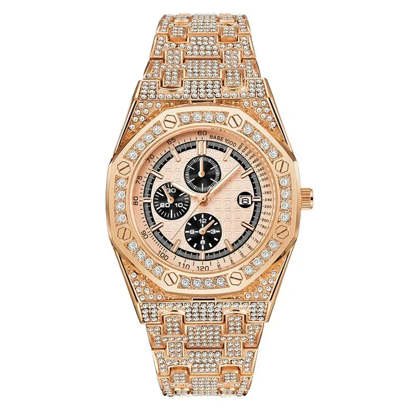 Luxury Full Iced Out Watch for Men | New Top Brand Hip Hop Quartz Wristwatch | Male Gold Silver Clock | 2026 Relogio Masculino | Drop Shipping | Caratix - CaratixJewelry