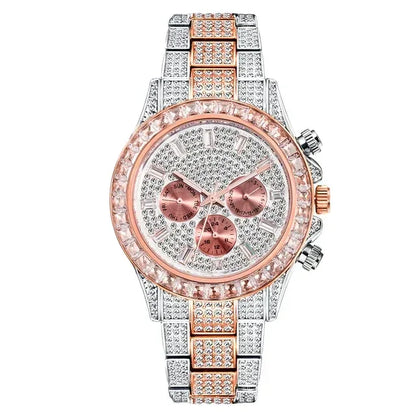 Luxury Six-Pin Men's Watch | Multifunctional Iced Out Watch | Stainless Steel Waterproof Quartz Wristwatch | Calendar Men’s Clock | Caratix - CaratixJewelry