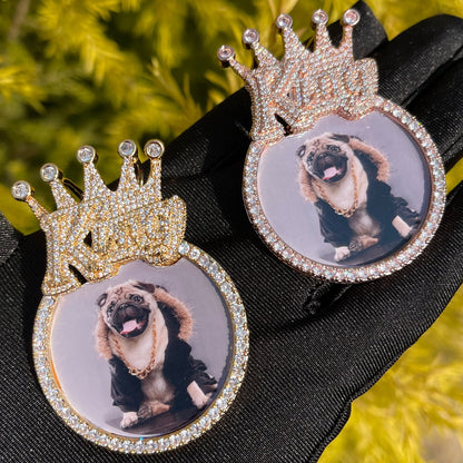 King Crown Bail Custom Photo Pendant Necklace – Iced Out Hip Hop Jewelry