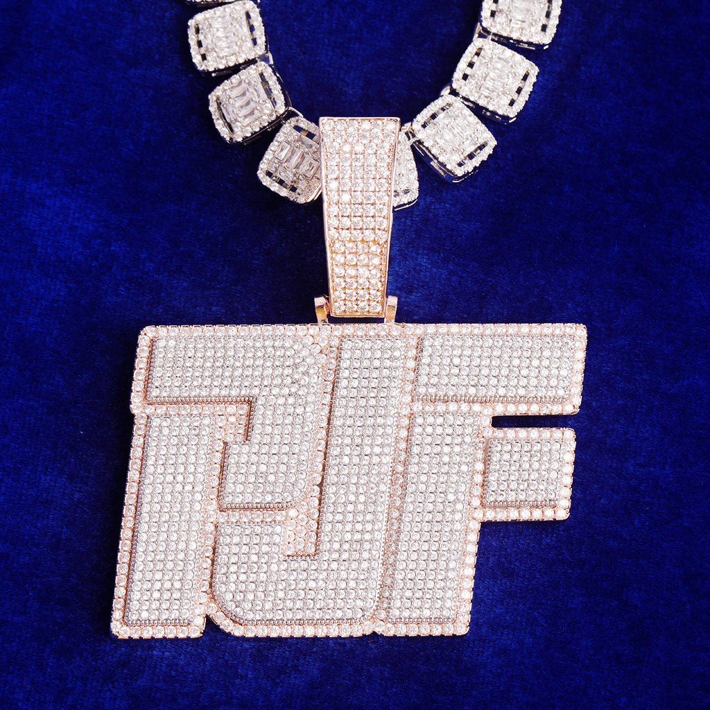 Sticky Letters Extra Shine Iced Out Personalized Custom Name Necklace Pendant
