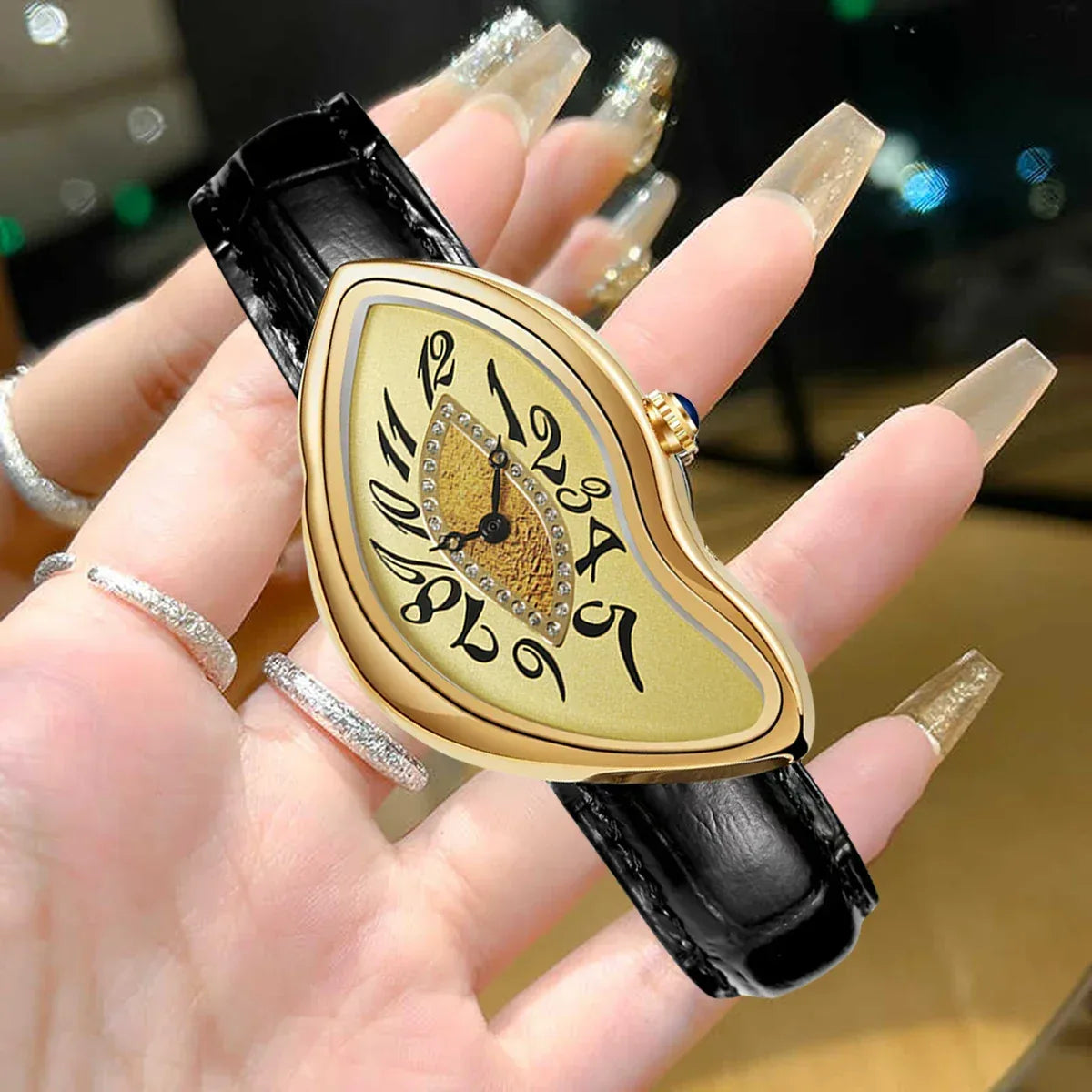 Luxury Alien-Inspired Twisted Men's Watch | Gothic Punk Y2K Iced Out Watch | Vintage Irregular Women's Niche Design | Quartz Punk Clock | Caratix - CaratixJewelry