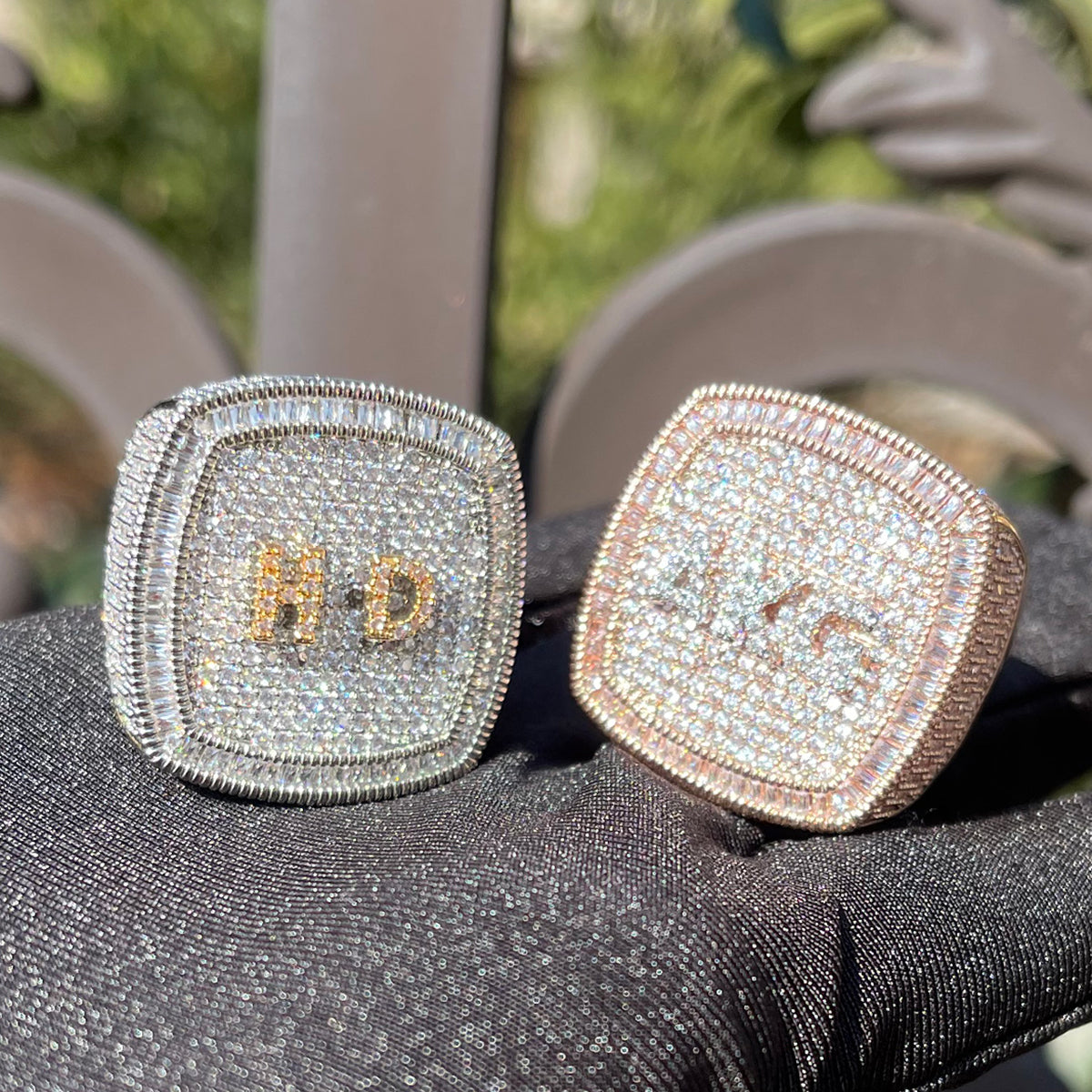 Iced Out Custom Letters Diamond Ring – Luxury Hip Hop Jewelry for Men & Women