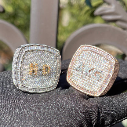 Iced Out Custom Letters Diamond Ring – Luxury Hip Hop Jewelry for Men & Women