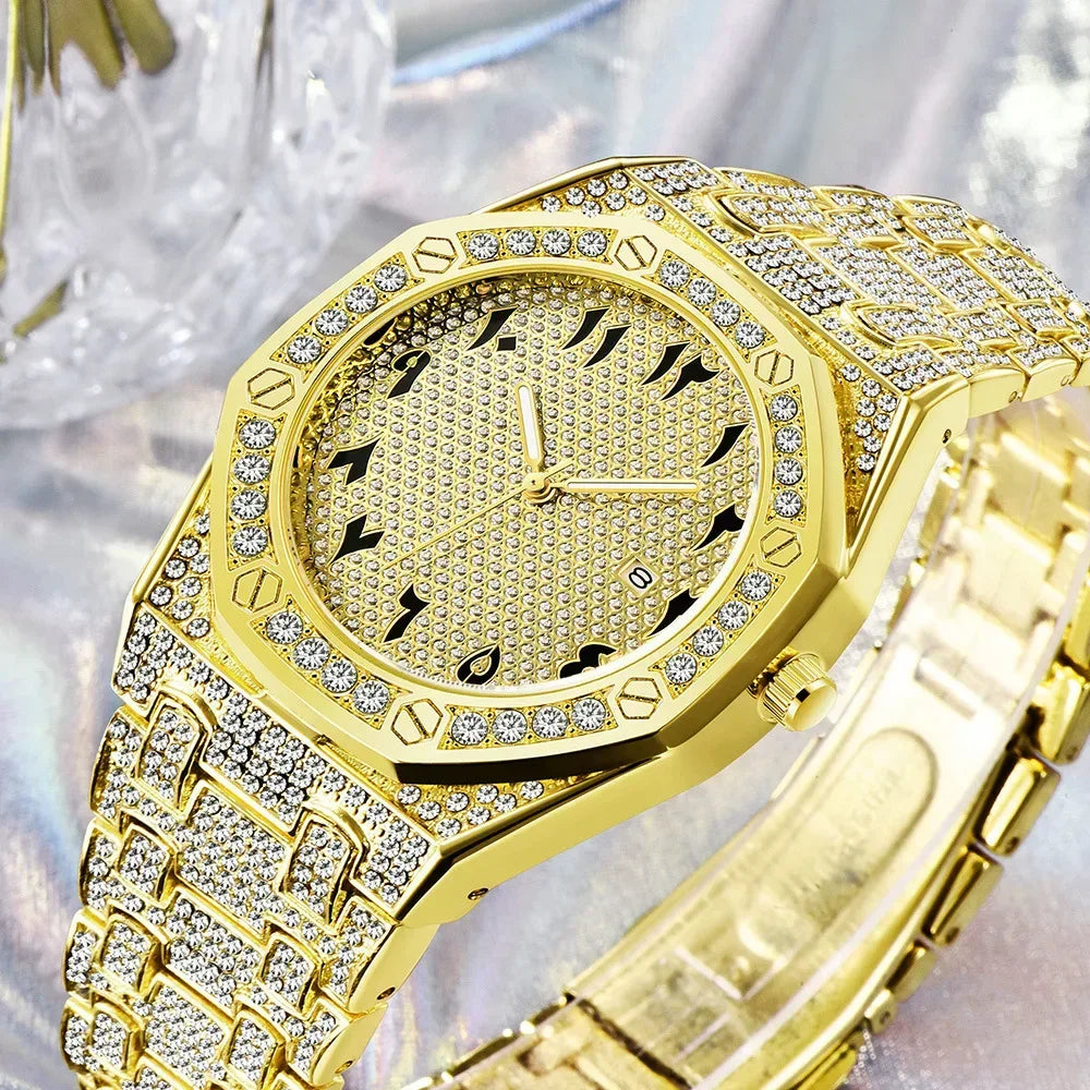 Luxury Full Iced Out Watch for Men | New Top Brand Hip Hop Quartz Wristwatch | Male Gold Silver Clock | 2026 Relogio Masculino | Drop Shipping | Caratix - CaratixJewelry