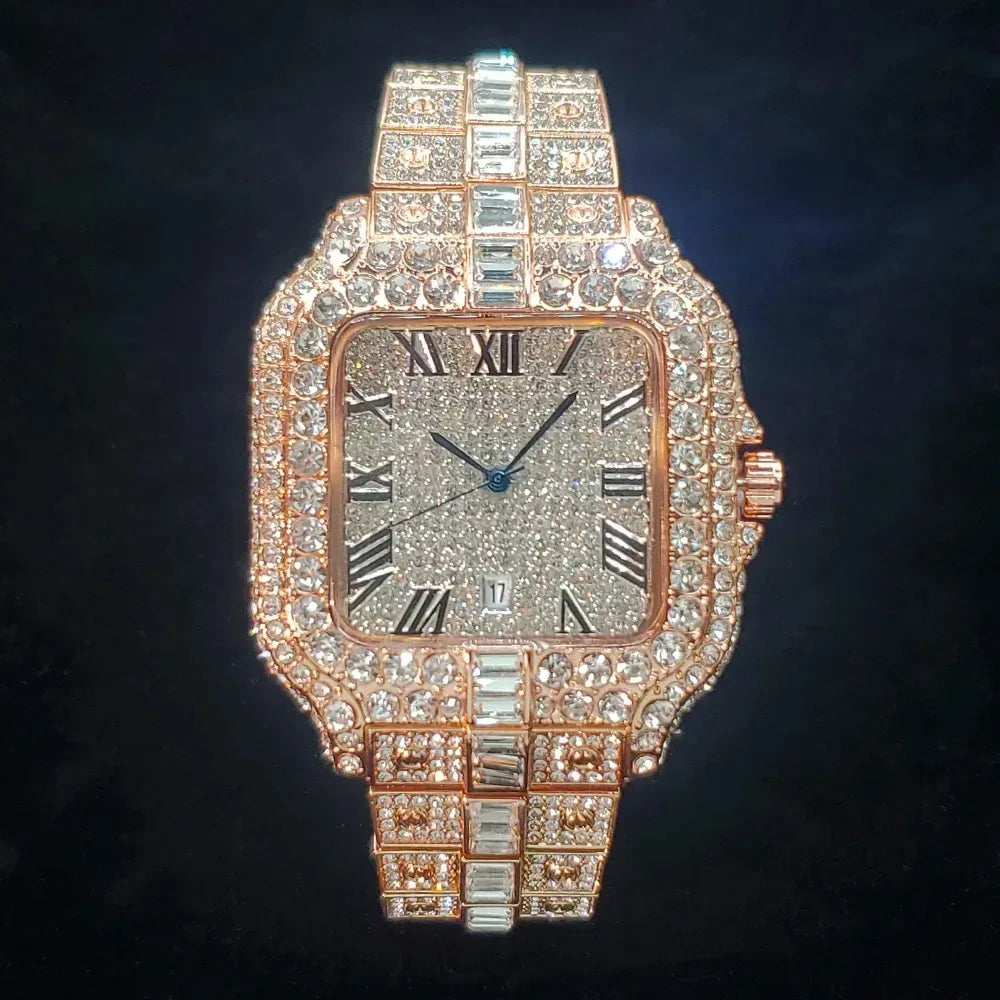 Luxury Square Men's Watch | Hip Hop Bling Bling Iced Out Watch | Stainless Steel Waterproof Fashion Clock | 2026 New Relogio | Caratix - CaratixJewelry