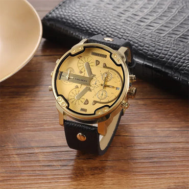 Luxury Top Brand Men's Big Dial Watch | Fashion Leather Band Quartz Wristwatch | Date Function Iced Out Watch | Relogio Masculino 2026 | Caratix - CaratixJewelry