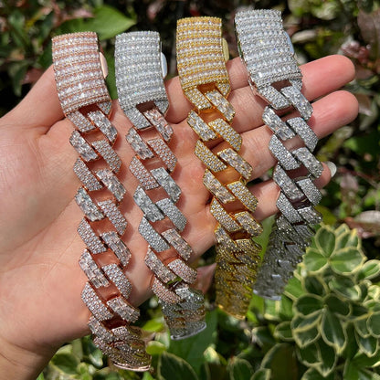 13MM Duo Stones Baguette Clasp Iced Out Diamond Bracelet – Luxury Hip Hop Jewelry for Men & Women