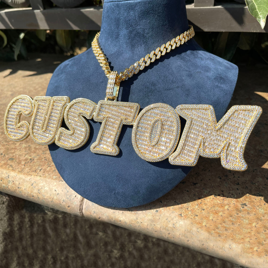 VVS Diamond Dance Iced Out Personalized Custom Name Necklace Pendant 