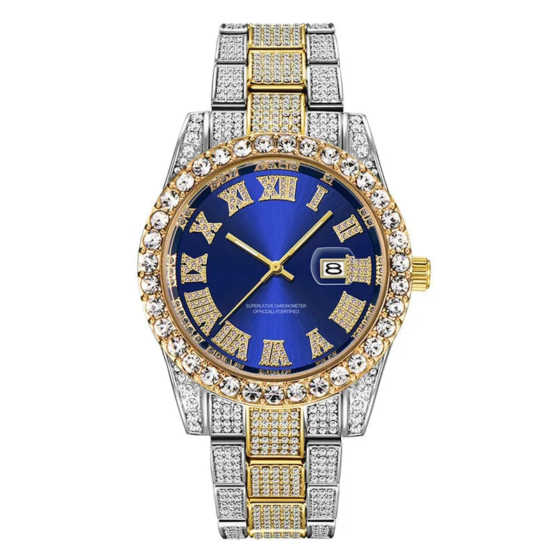 Luxury Top Brand Hip Hop Iced Out Watch | Full Men's Quartz Wristwatch | Reloj Hombre 2026 | Male Gold Clock Gift | Drop Shipping | Caratix - CaratixJewelry