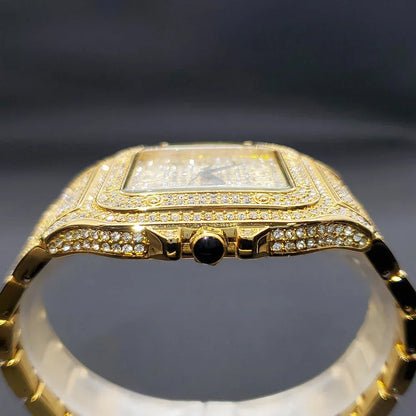 Luxury Square Iced Out Watch for Men | Full Quartz Wristwatch | Unique Bling Jewelry Reloj Para Hombre | Caratix - CaratixJewelry