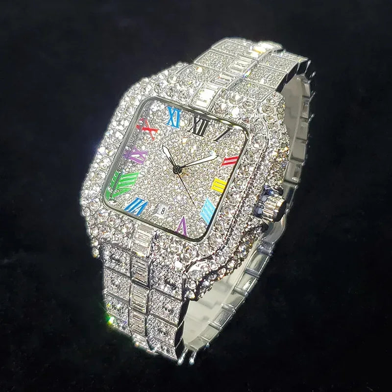 Luxury Rose Gold Square Watch for Men | 2026 New Hip Hop Iced Out Watch | Bling Rap Fashion Relogio Masculino for Party | Caratix - CaratixJewelry