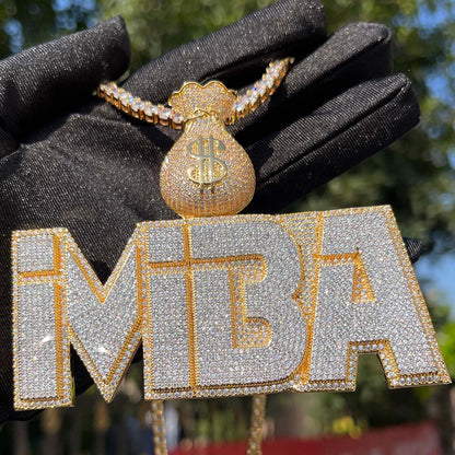 Money Bag Bail Two Layers Iced Out Personalized Custom Name Necklace Pendant – Luxury Hip Hop Jewelry for Men & Women