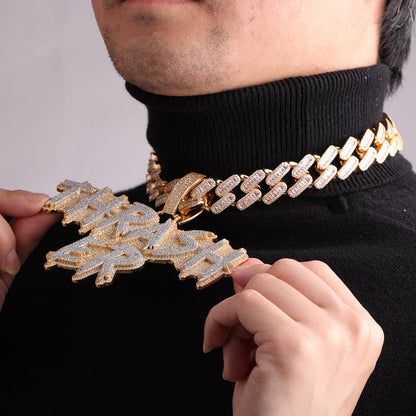Street Drip Bold Letters Iced Out Personalized Custom Name Necklace Pendant – Luxury Hip Hop Jewelry for Men & Women