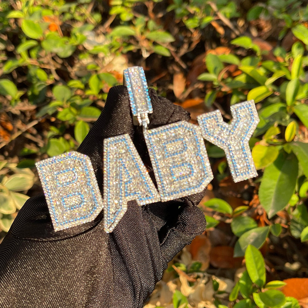 Special Blue Iced Out Personalized Custom Name Necklace Pendant