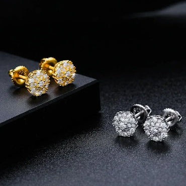 925 Sterling Silver VVS Screw Back Hip Hop Earrings - CaratixJewelry
