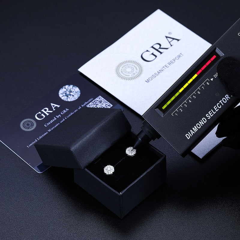 925 Sterling Silver VVS Diamond Screw Back Hip Hop Earrings