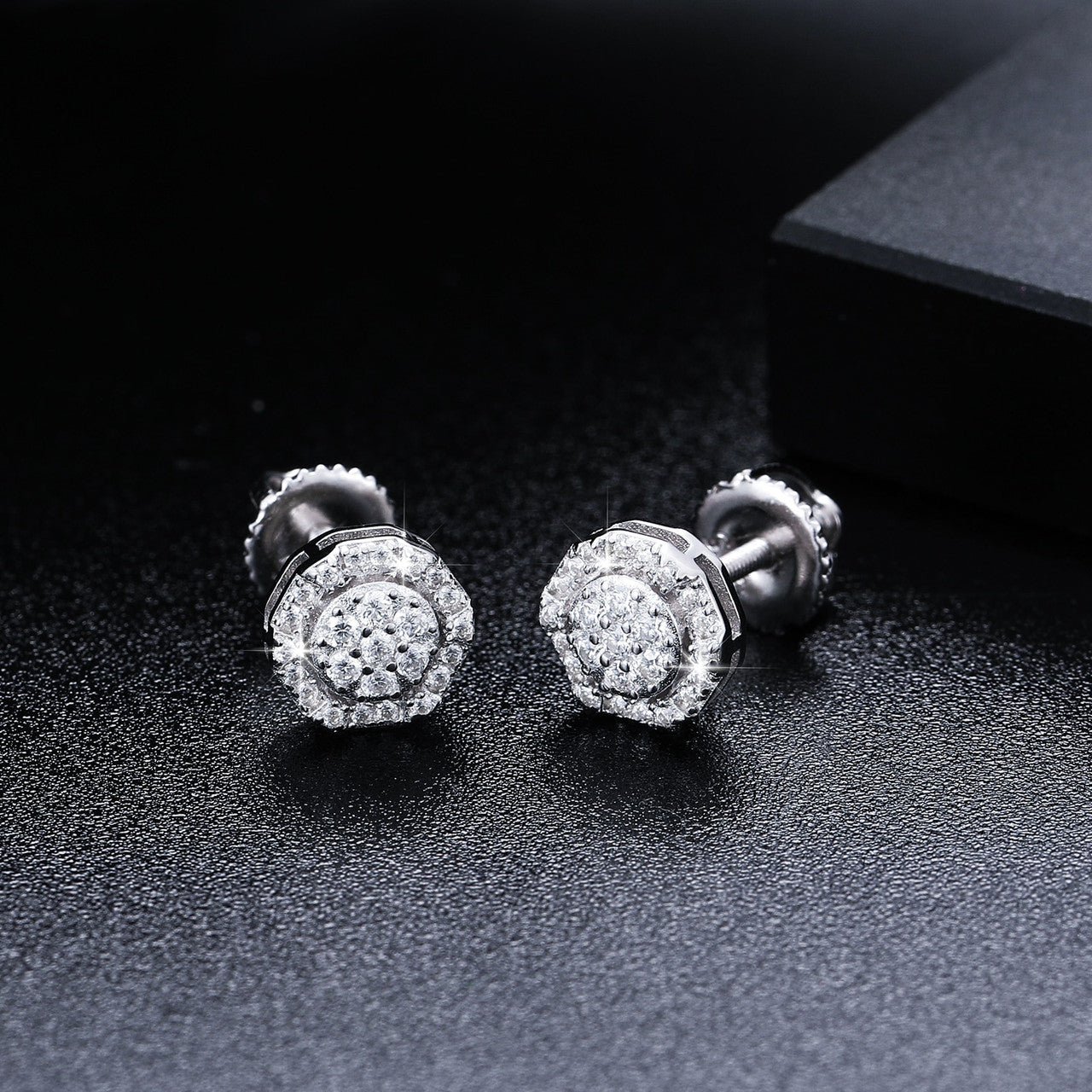 Genuine VVS Diamond Cluster Solid 925 Sterling Silver Iced Bling Out Hip Hop Earrings – Statement Jewelry