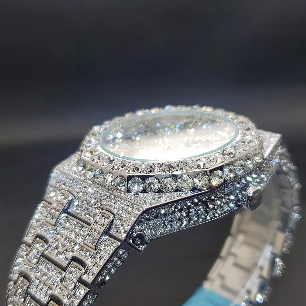 Octagonal Luxury Men's Watch with Big Zircon Bezel | Iced Out Quartz Hip Hop Hand Clock | Unique Dropshipping Watch | Caratix - CaratixJewelry