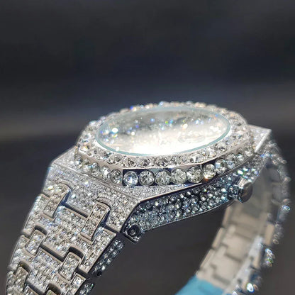 Octagonal Luxury Men's Watch with Big Zircon Bezel | Iced Out Quartz Hip Hop Hand Clock | Unique Dropshipping Watch | Caratix - CaratixJewelry