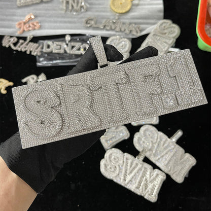 Plate Design VVS Shine Iced Out Personalized Custom Name Necklace Pendant - Luxury Custom Jewelry