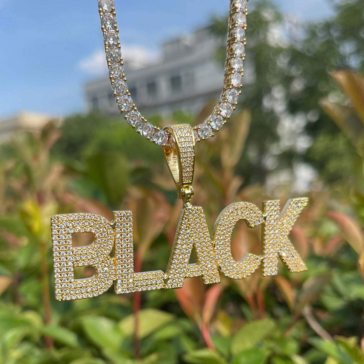 Pure Minimal Iced Out Personalized Custom Name Necklace Pendant 