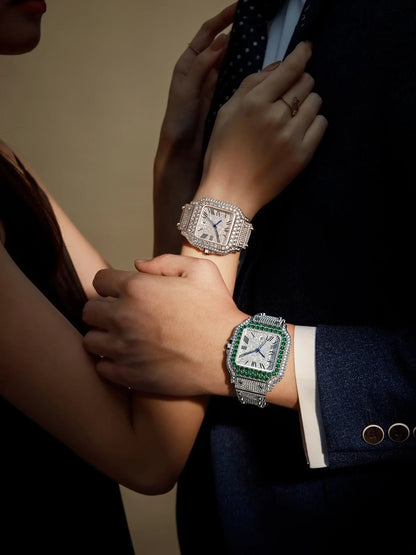 Luxury Full Moissanite Iced Out Watch | Men & Women’s Quartz Watch | Roman Numerals Party Clock | Passes Tester | Caratix - CaratixJewelry