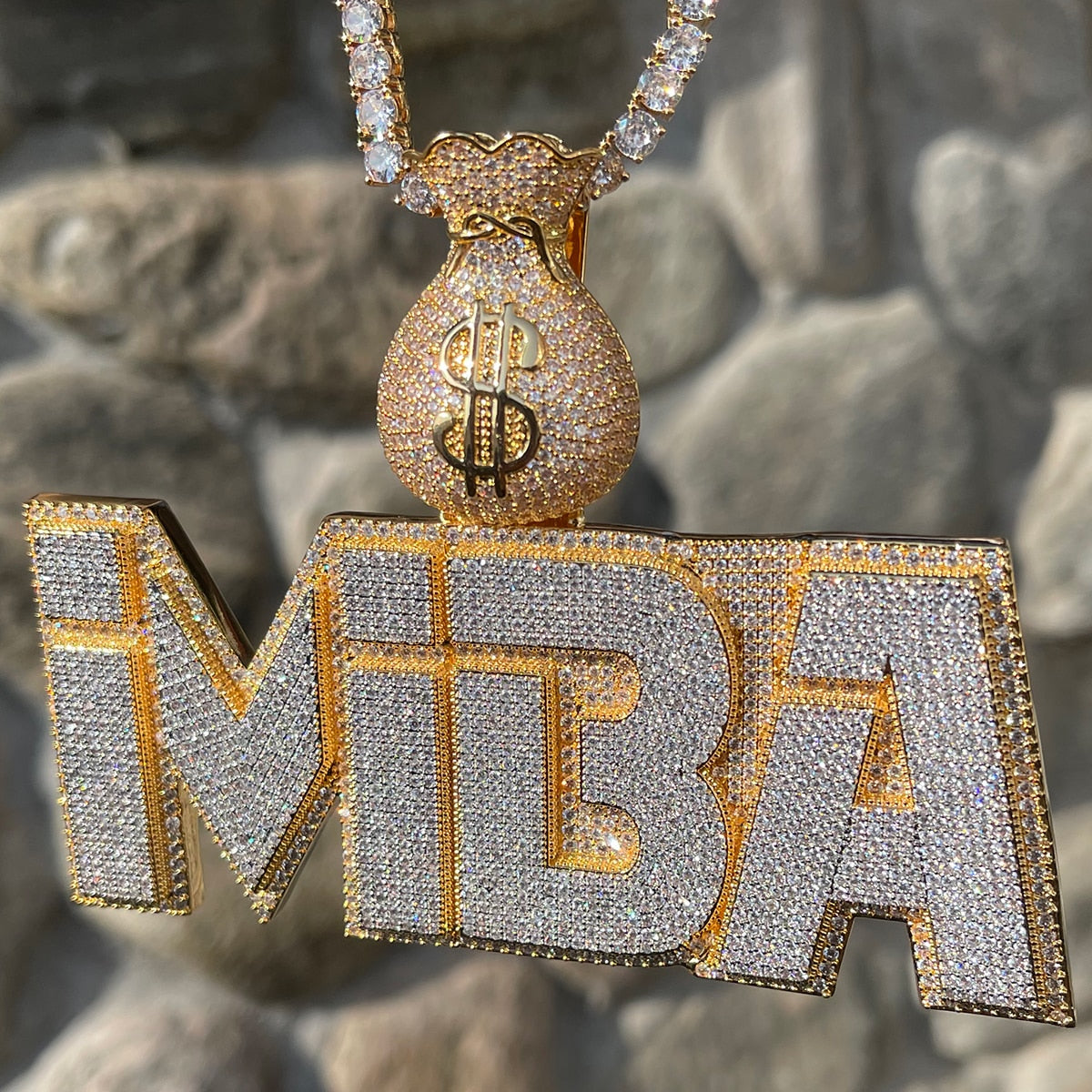 Money Bag Bail Two Layers Iced Out Personalized Custom Name Necklace Pendant – Luxury Hip Hop Jewelry for Men & Women