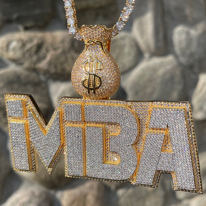 Money Bag Bail Two Layers Iced Out Personalized Custom Name Necklace Pendant – Luxury Hip Hop Jewelry for Men & Women