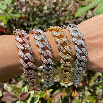 13MM Duo Stones Baguette Clasp Iced Out Diamond Bracelet – Luxury Hip Hop Jewelry for Men & Women