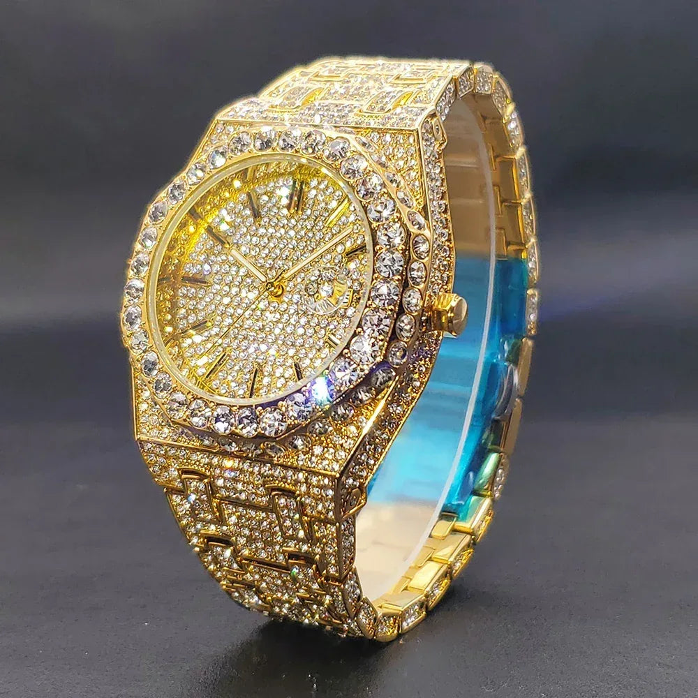 Octagonal Luxury Men's Watch with Big Zircon Bezel | Iced Out Quartz Hip Hop Hand Clock | Unique Dropshipping Watch | Caratix - CaratixJewelry